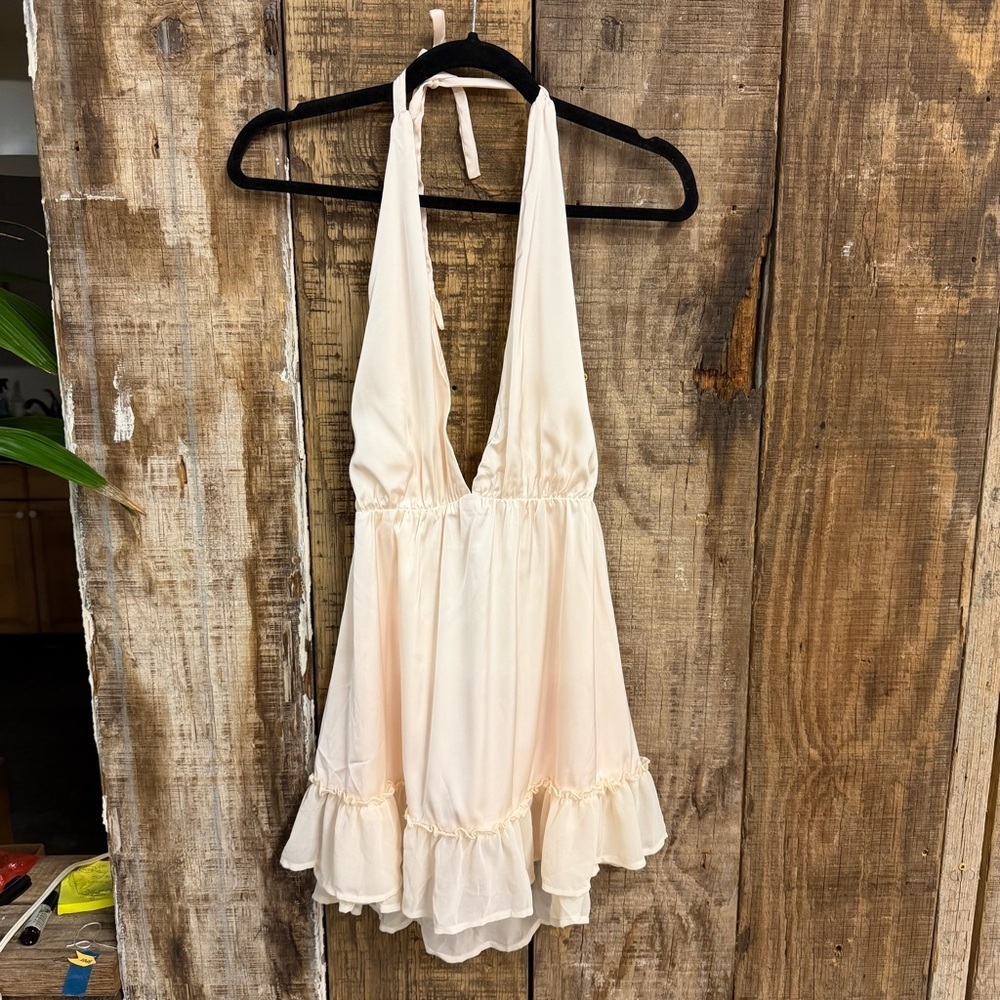 Amelie Teje Lilliana Sundress mini dress Ivory Cream Halter Neck Revolve S - Picture 11 of 12